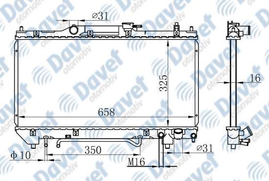 ORIS BTO048026 Motor Su Radyatoru Brazing Avensis 2.0i 97->00 Otomatik Sanzuman 325×658x26